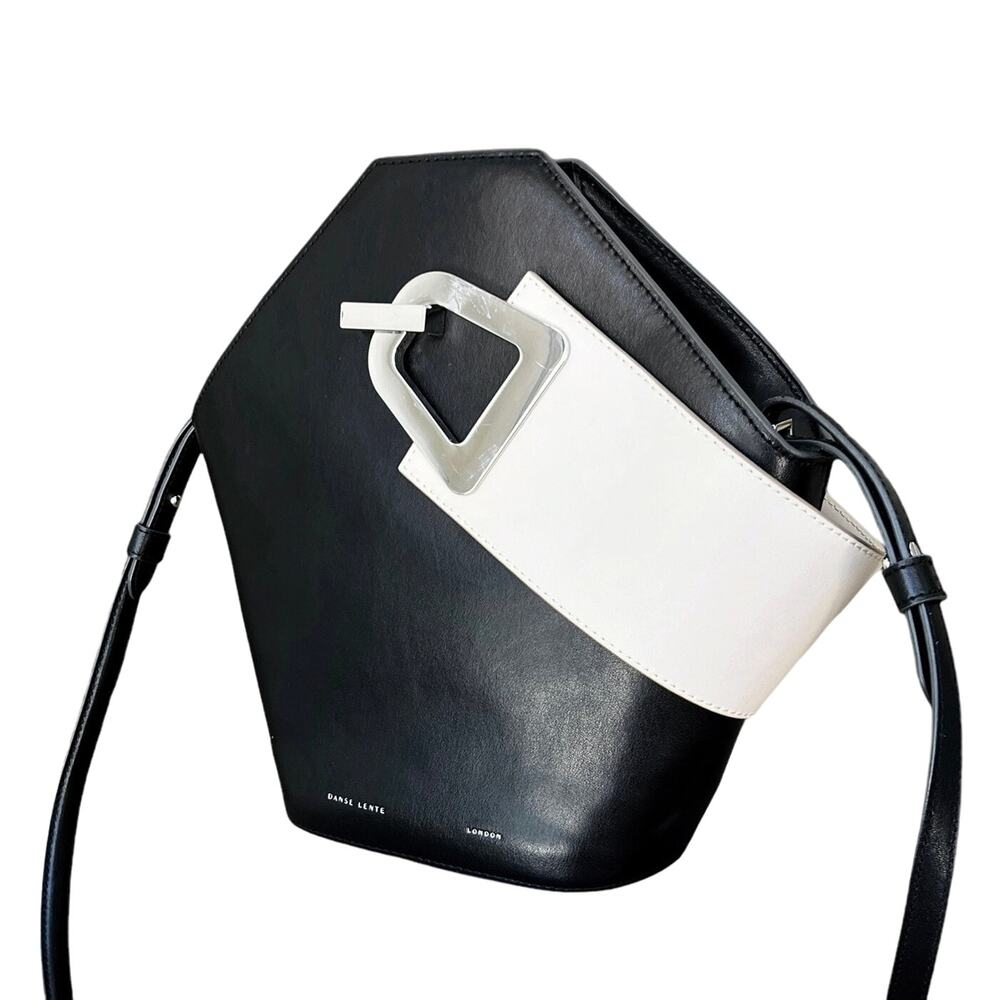 Danse Lente Johnny Leather Top Handle Crossbody Bag in Black / Cream